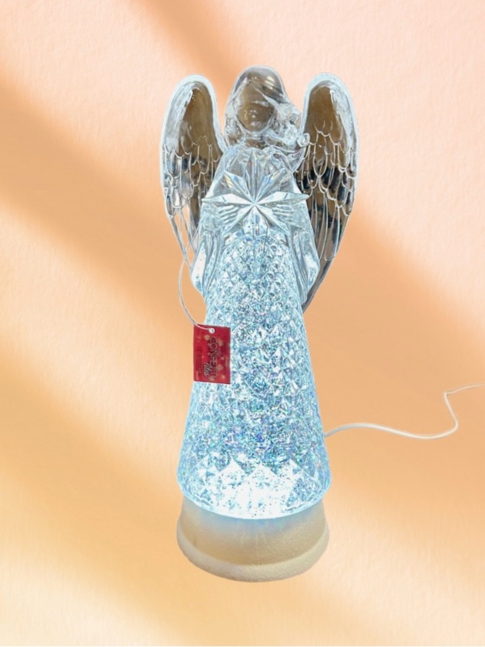 Roman ~ LED Confetti Lighted Swirl Plastic White Angel ~ New W/Box ~ Video